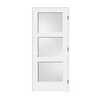 Codel Doors 28"x80"x1-3/8" Primed 3-Panel Equal Panel w/White Lami Glass Interior Shaker 7-1/4" LH Prehung Door 2468pri8433GLLH10B714